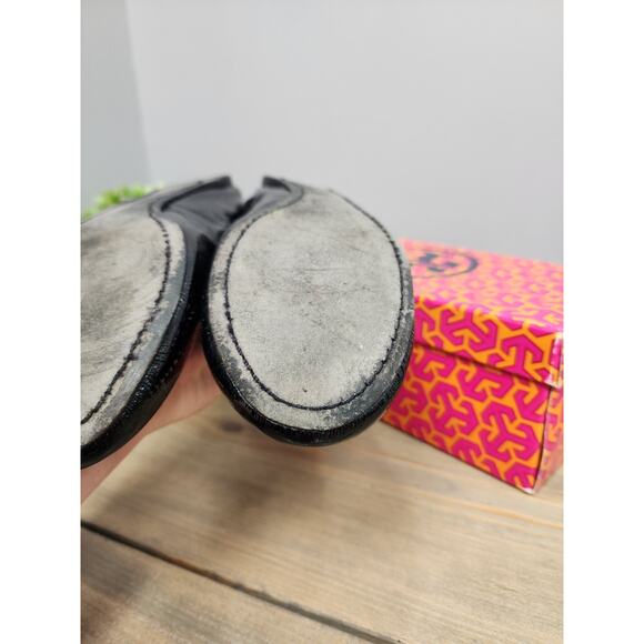 Tory Burch Black Patent Leather Caroline Ballet Flats Size 8.5 - Picture 9 of 15